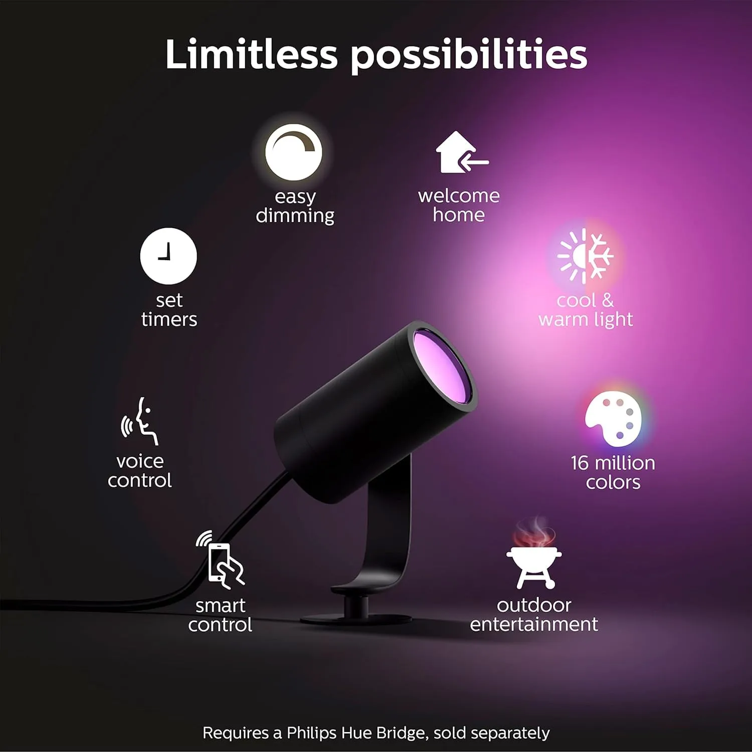 Philips Hue Lily spot extérieur 8W couleur piquet jardin