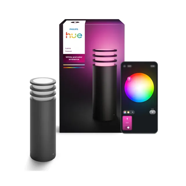 Philips Hue Lucca borne extérieure LED 1100 lm IP44 blanche colorée