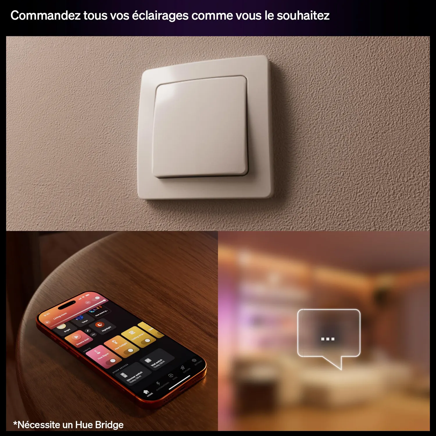 Philips Hue commutateur filaire variateur pack de 1 pour lampes non connectées
