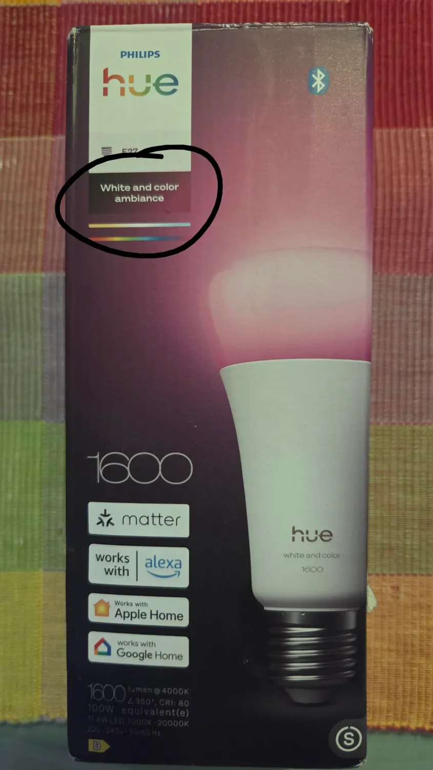 Philips Hue White and Color Ambiance A67 ampoule connectée E27 lot 1 1600 lm