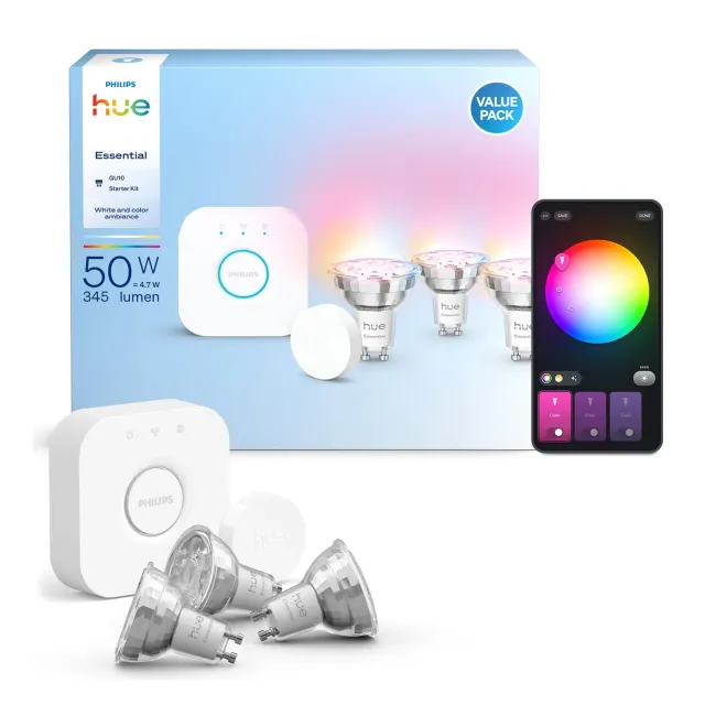 Philips Hue Essential kit démarrage 3 spots GU10 + Bridge