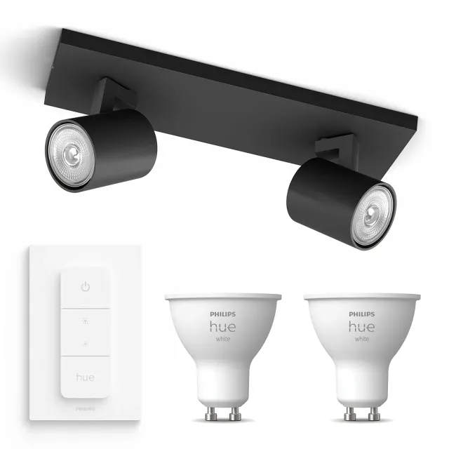 Philips Hue Runner spot en saillie noir 2 spots GU10 blanc chaud