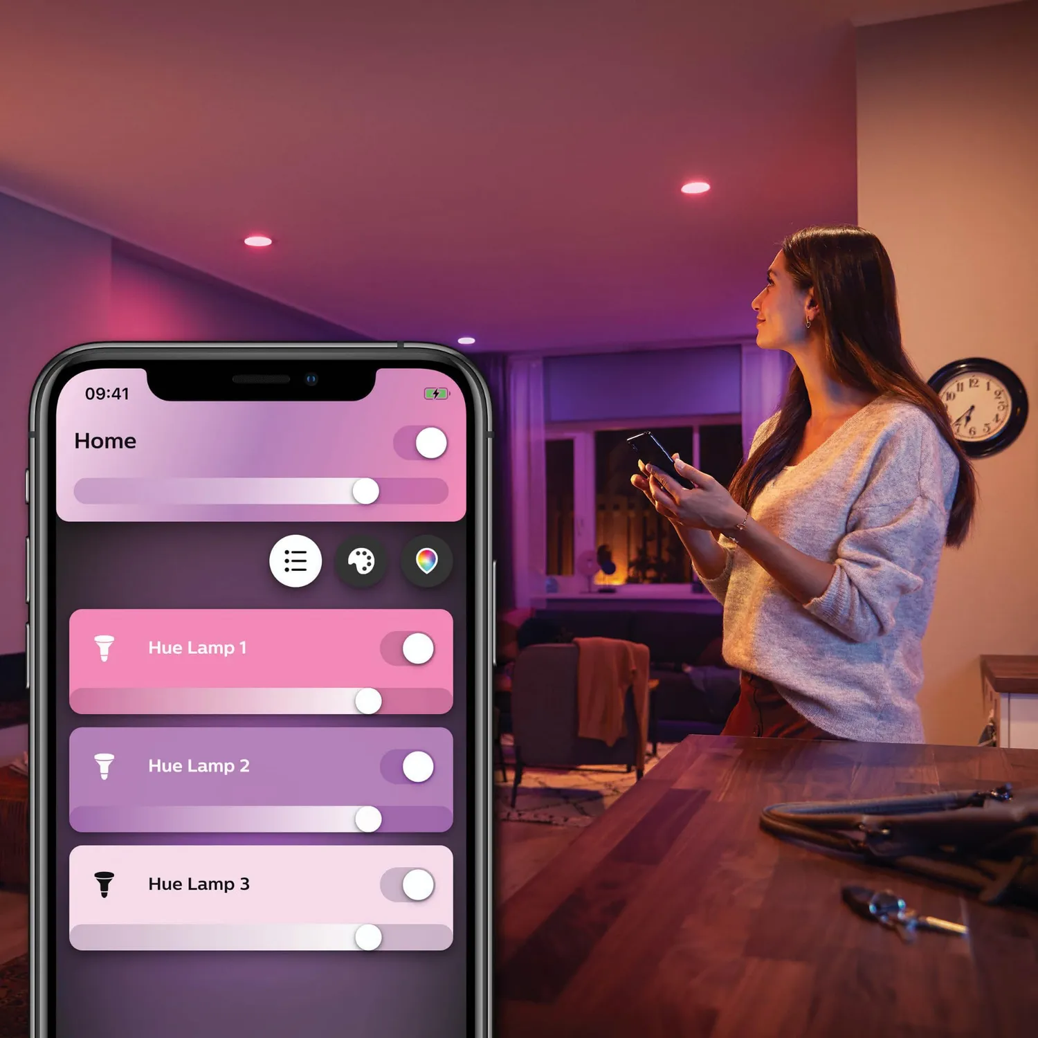 Philips Hue White and Color Ambiance spot GU10 lot 4 variateur