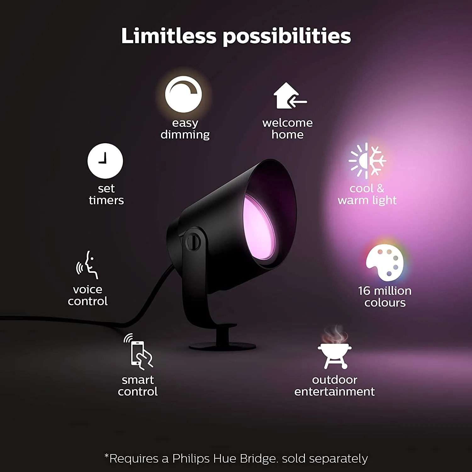 Philips Hue Amarant et Lily spots extérieurs noirs pack