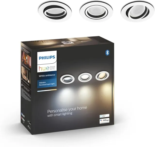 Philips Hue Milliskin spots encastrés alu blanc ambiance 3x5W