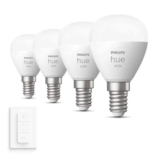 Philips Hue White pack 4 ampoules E14 + variateur blanc chaud