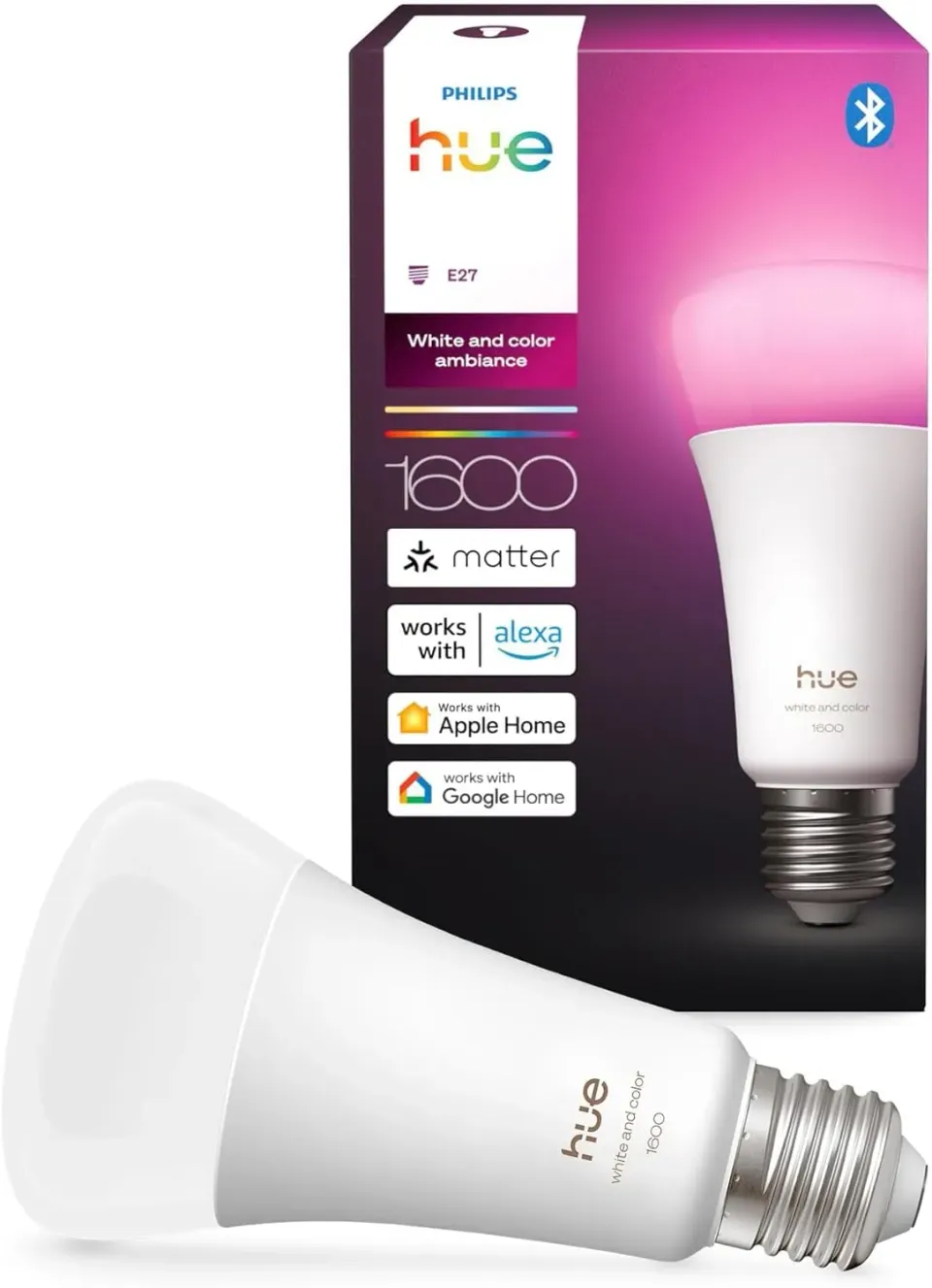 Philips Hue White and Color Ambiance A67 ampoule connectée E27 lot 1 1600 lm