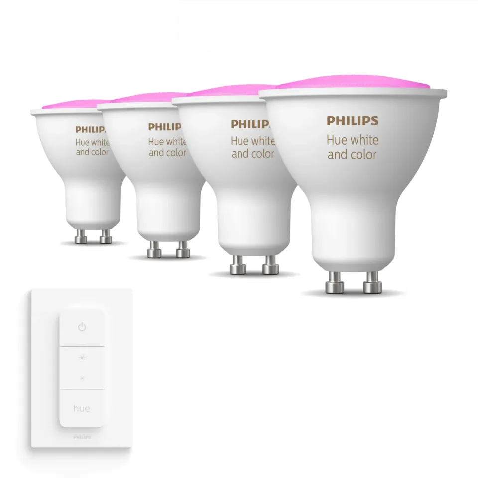 Philips Hue White and Color Ambiance spot GU10 lot 4 variateur