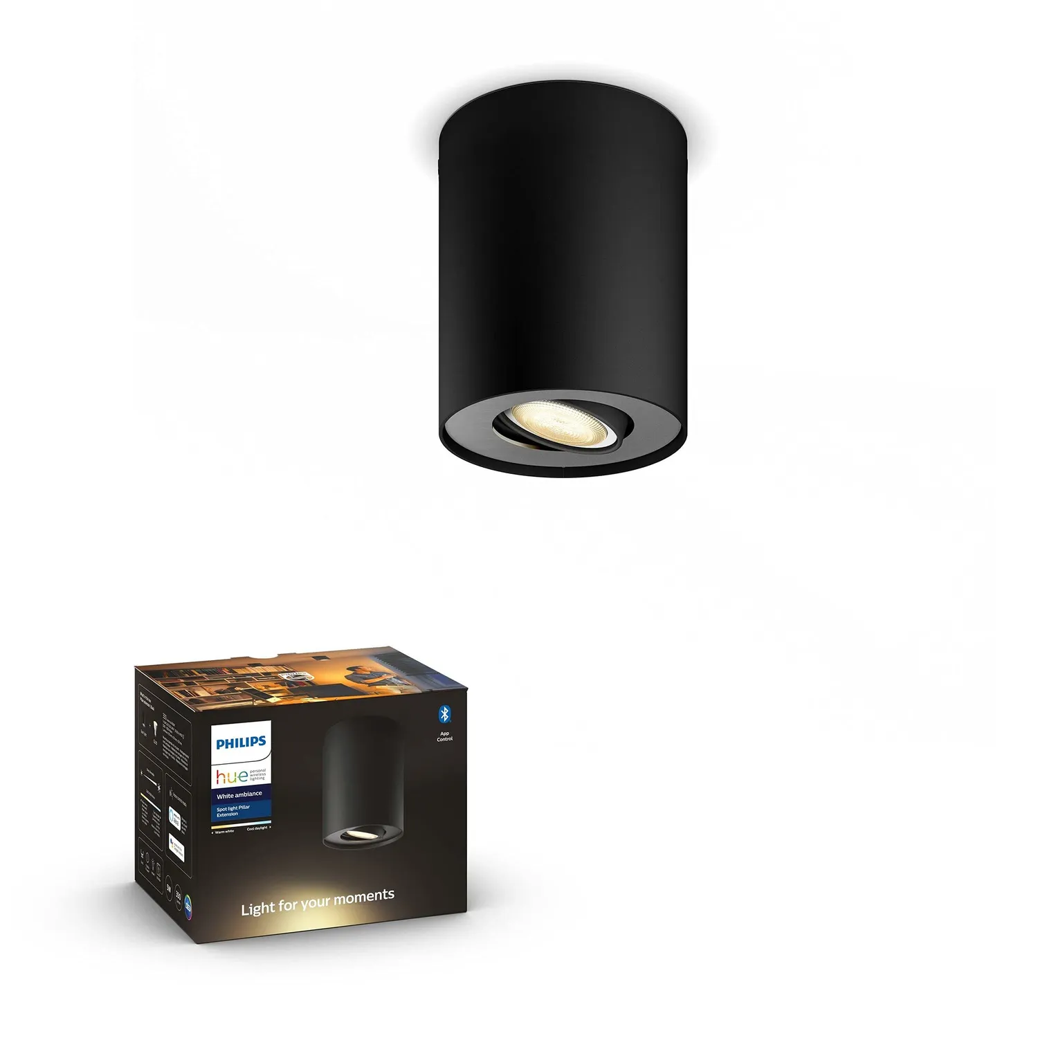 Philips Hue Pillar White and Color Ambiance spot extension noir 1x5,5W