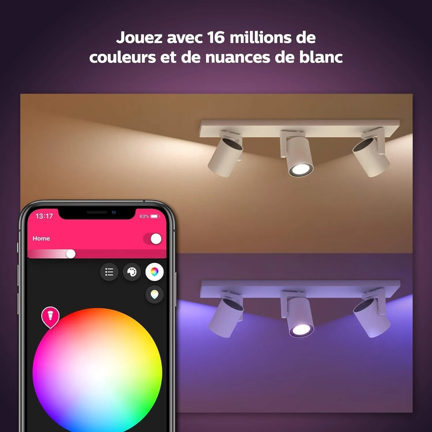 Philips Hue Argenta plafonnier LED blanc couleur