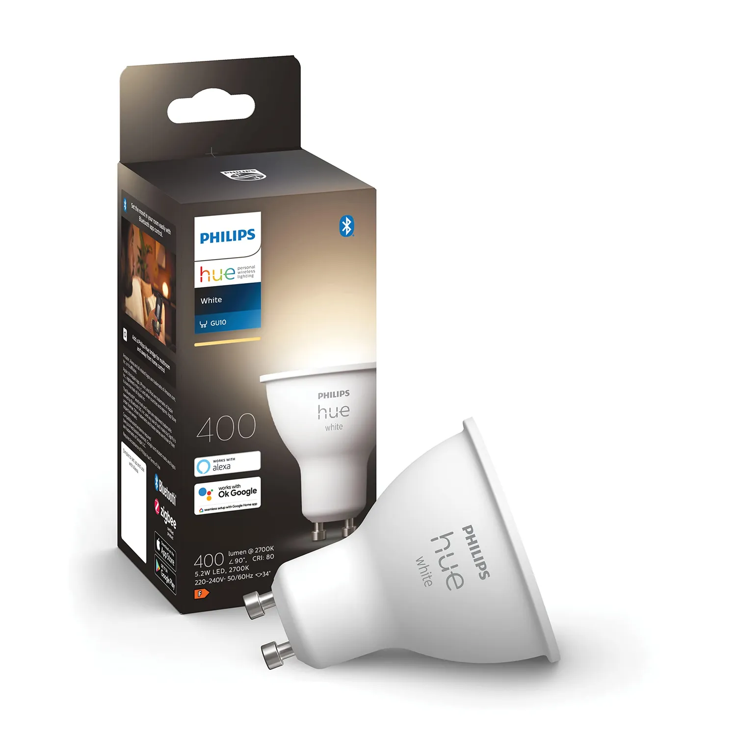 Philips Hue Pongee spot 4 points blanc GU10 White variateur